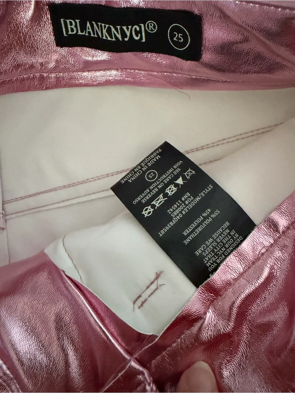 New BlankNYC Pink‎ Metallic Women Shorts Vegan Leather 25